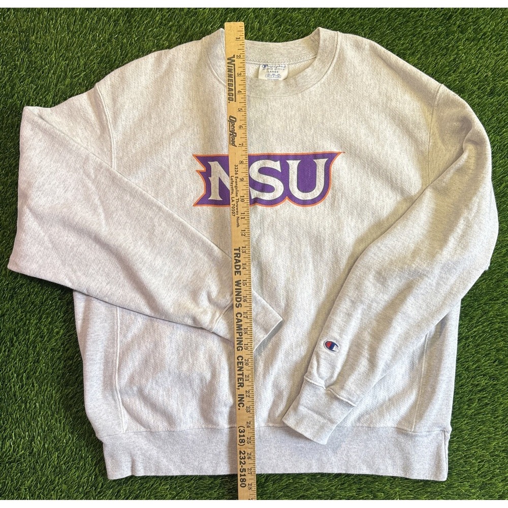 Vintage Champion Reverse Weave NSU Demons Northwestern Sz L Gray Sweatshirt - Picture 10 of 13